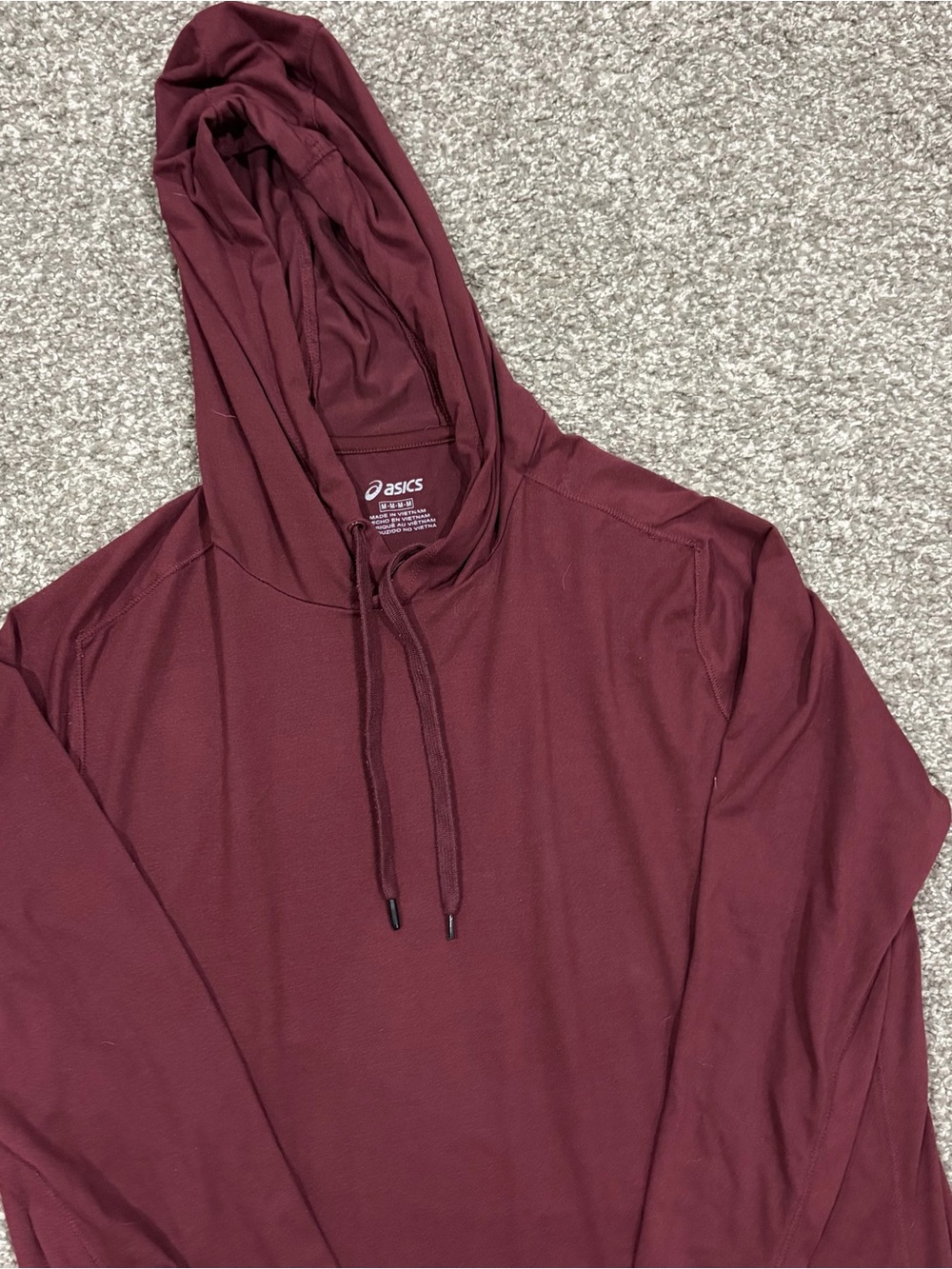 ASICS Maroon Hooded Long Sleeve Shirt